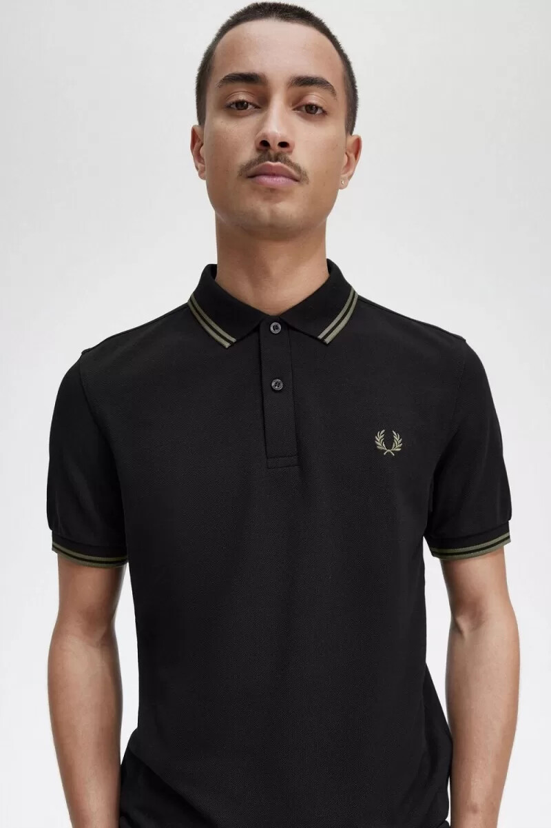 fred perry m3600 herrskjorta svart field green