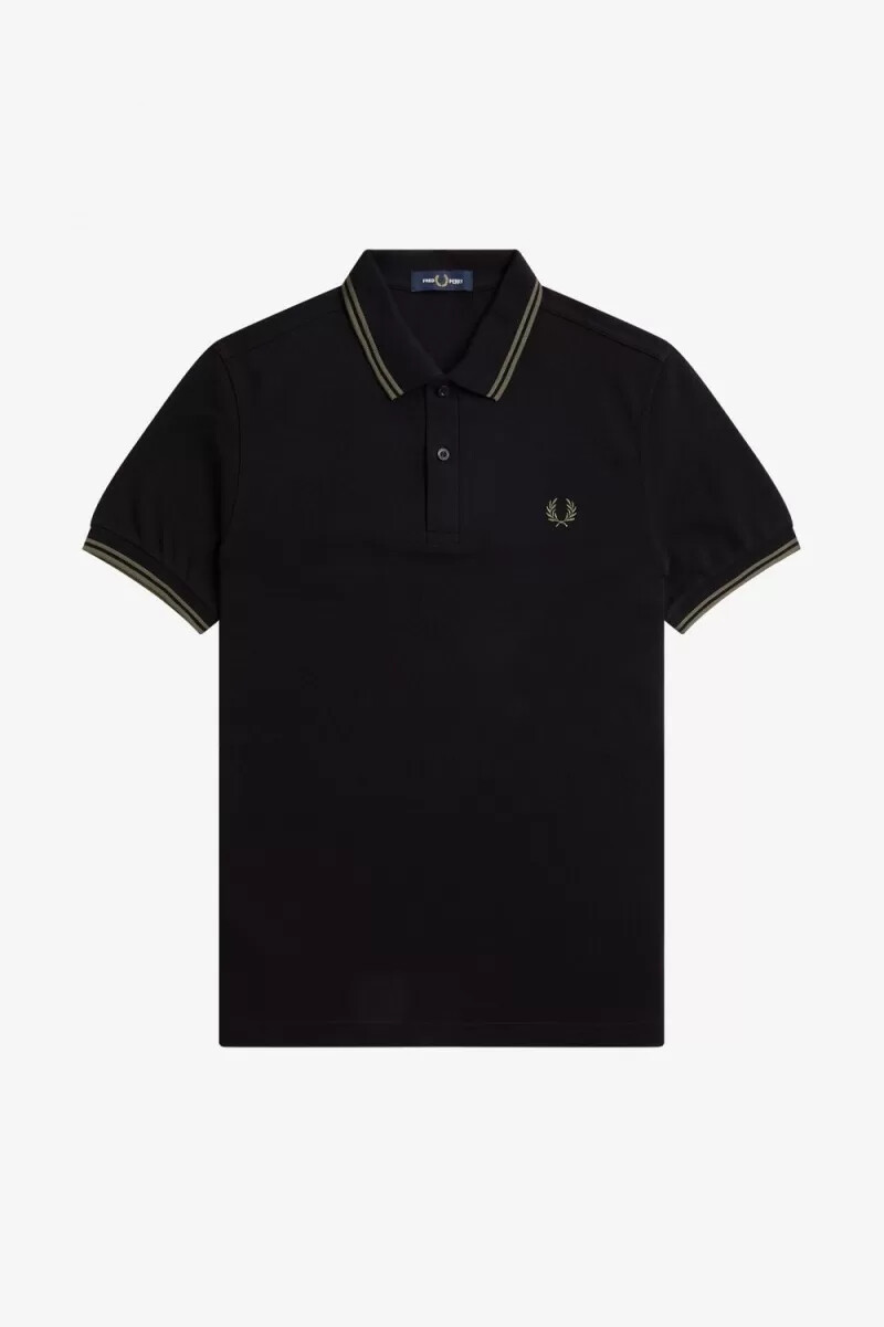 fred perry m3600 herrskjorta svart field green
