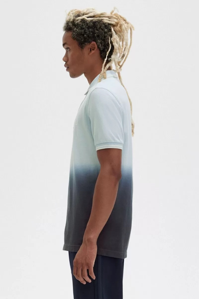fred perry ombre herrskjorta ljus aqua