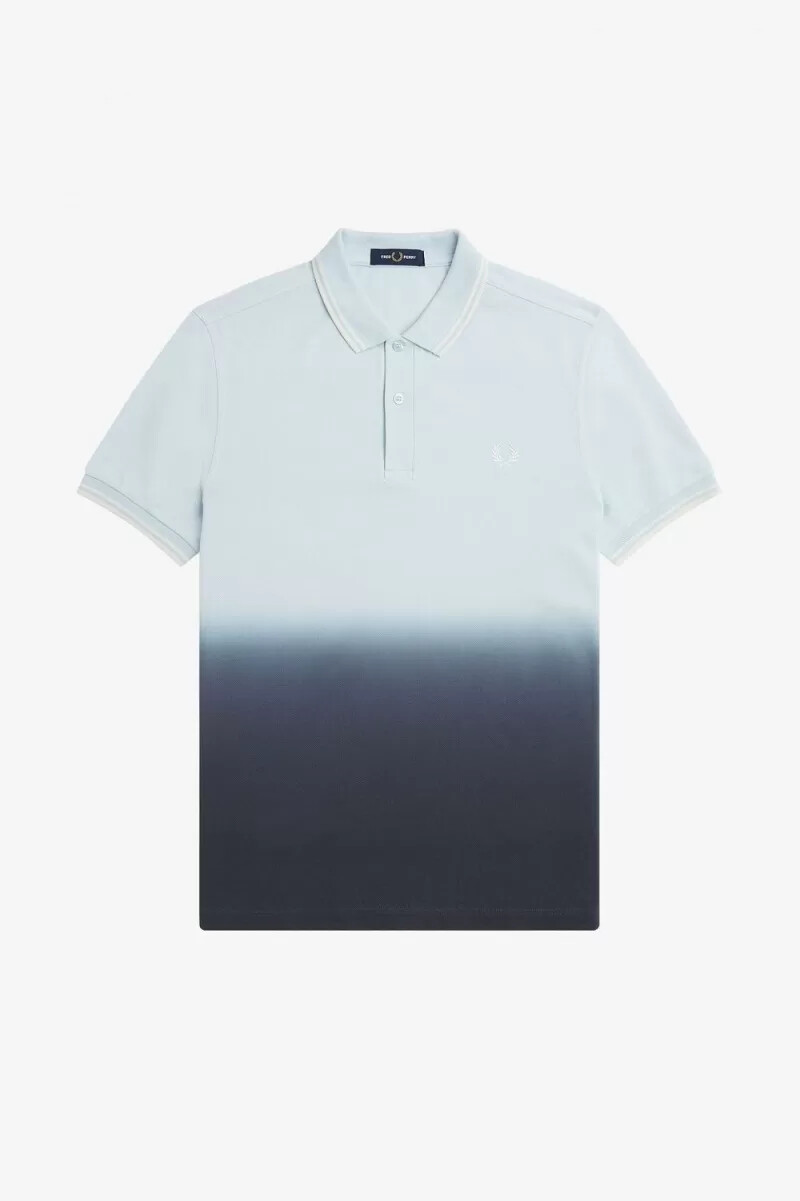 fred perry ombre herrskjorta ljus aqua