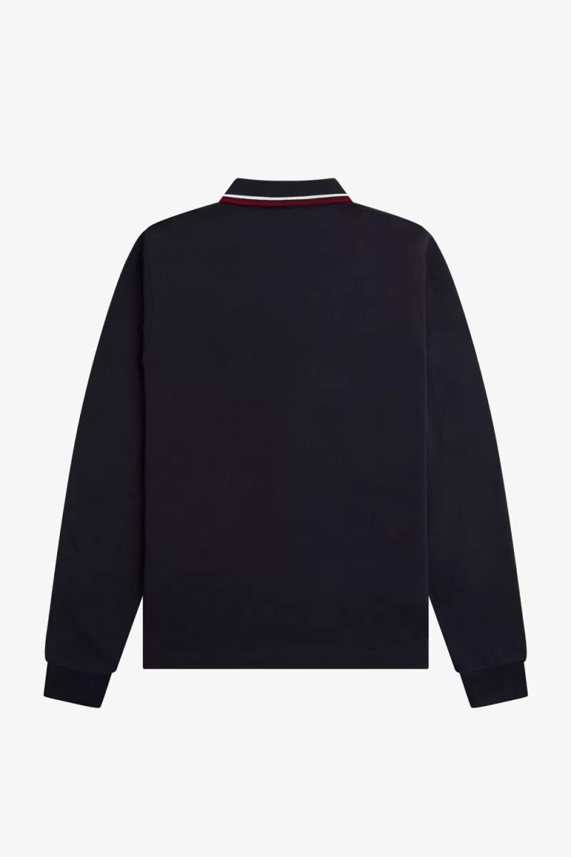 fred perry m3636 herrskjorta marinblå snövit bränd röd