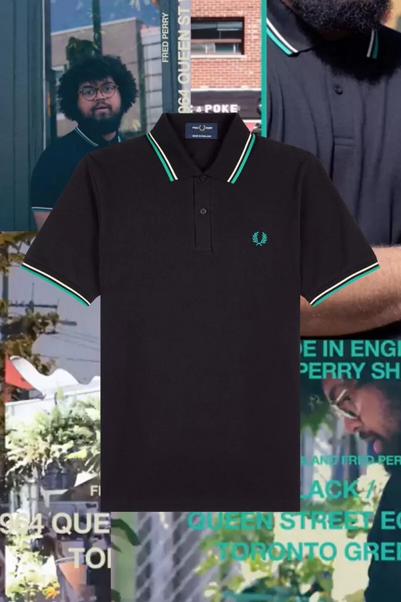 fred perry m12 herrskjorta svart queen street toronto grön
