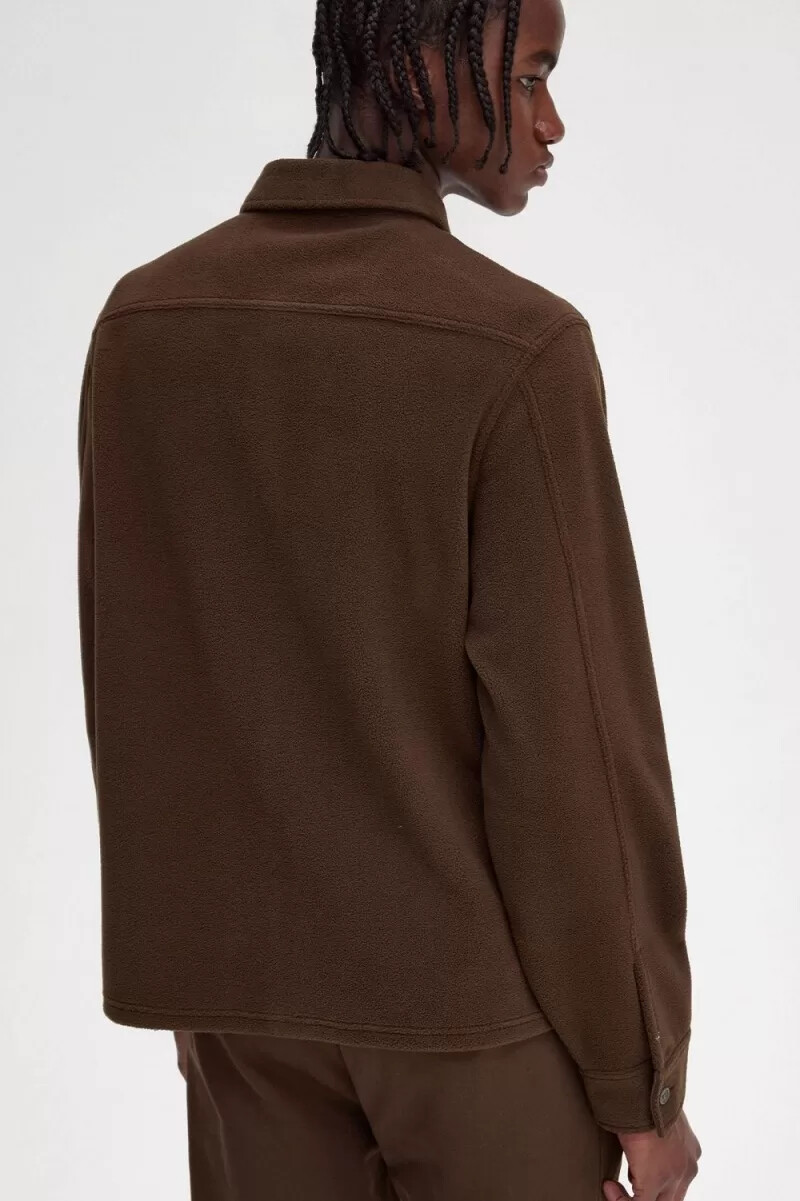 fred perry fleece herrskjorta burnt tobacco
