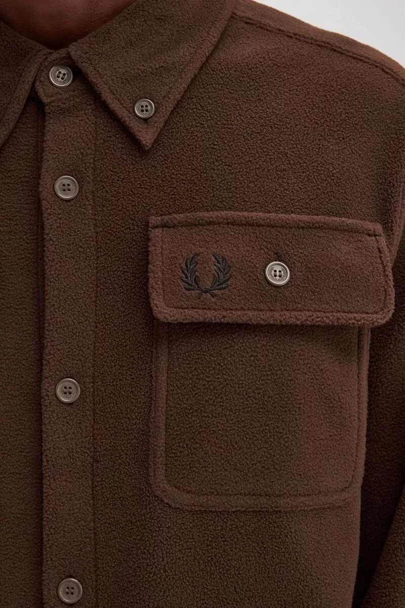 fred perry fleece herrskjorta burnt tobacco