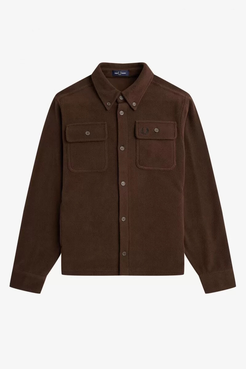 fred perry fleece herrskjorta burnt tobacco