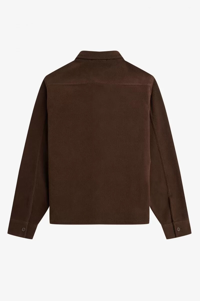 fred perry fleece herrskjorta burnt tobacco