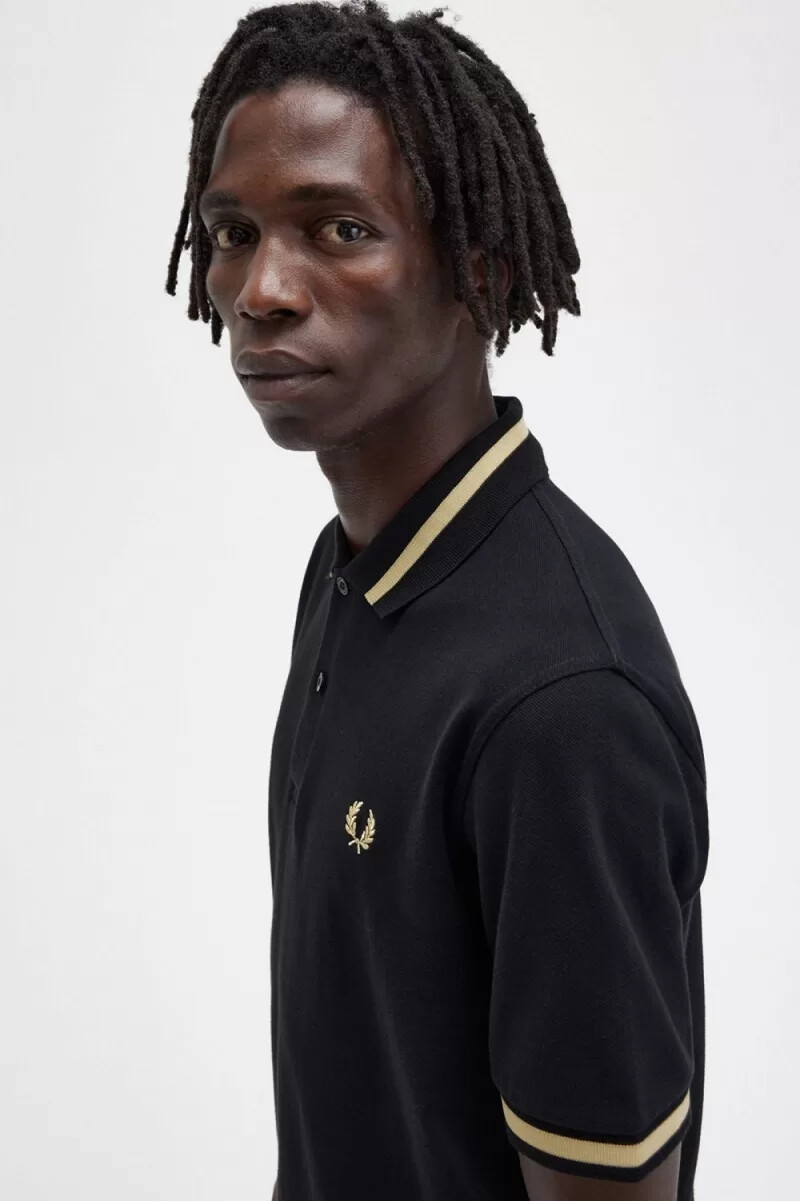 fred perry m2 herrskjorta svart champagne