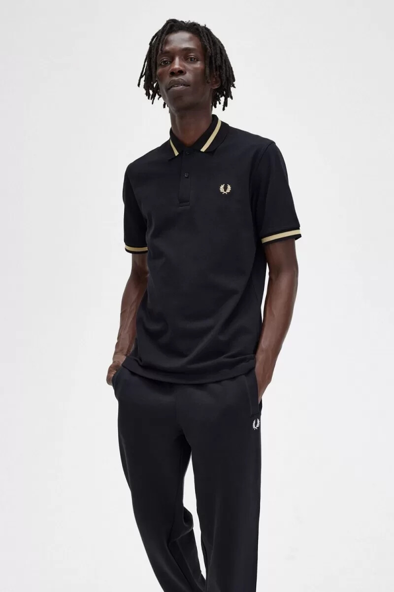 fred perry m2 herrskjorta svart champagne