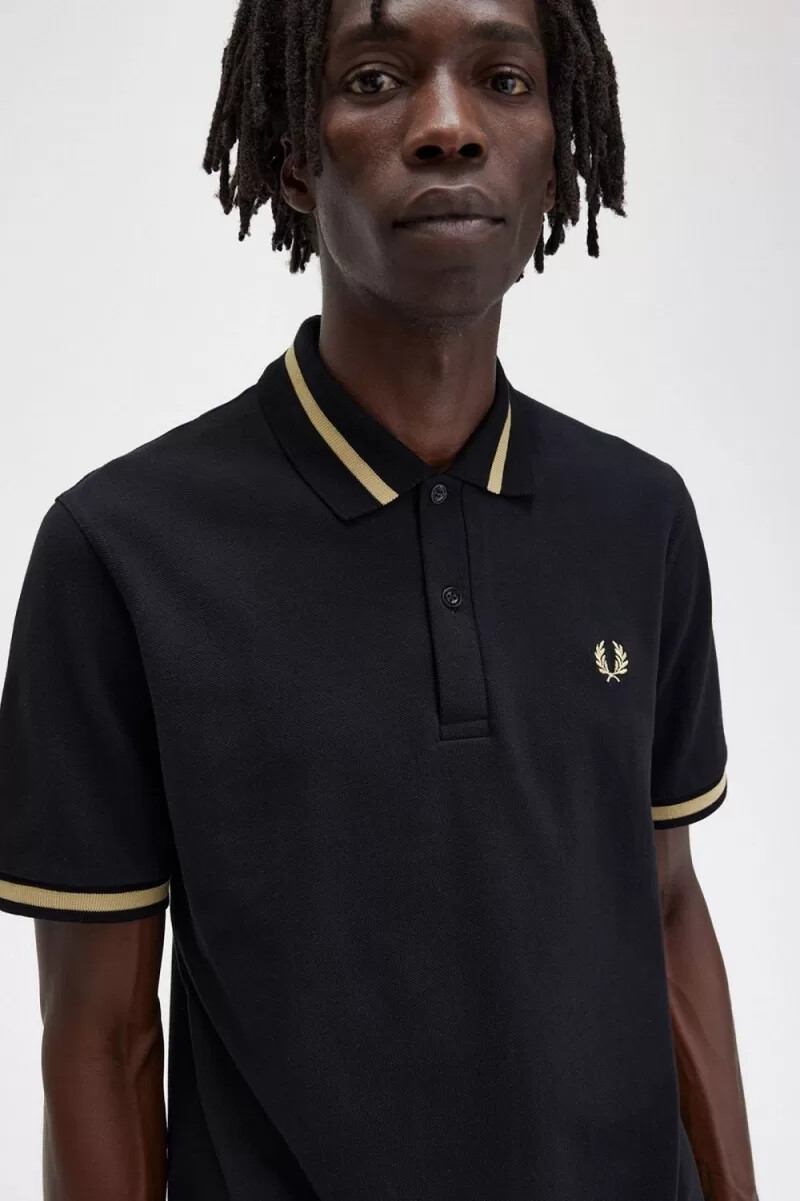 fred perry m2 herrskjorta svart champagne