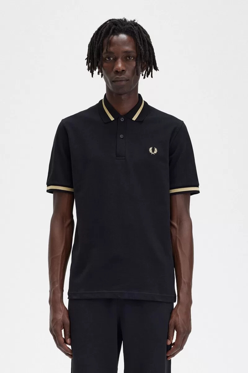fred perry m2 herrskjorta svart champagne