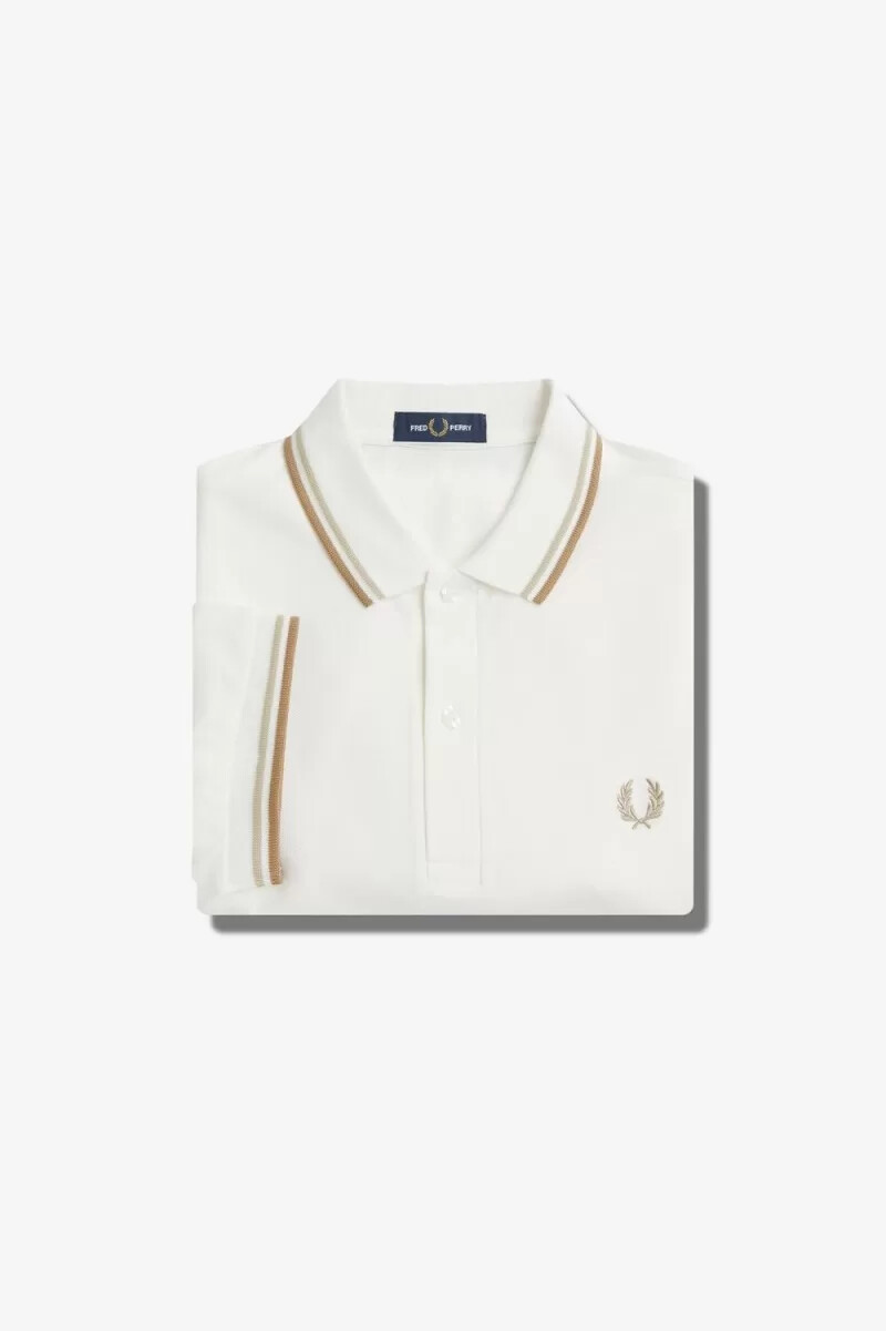 fred perry m3600 herrskjorta snövit havregrön