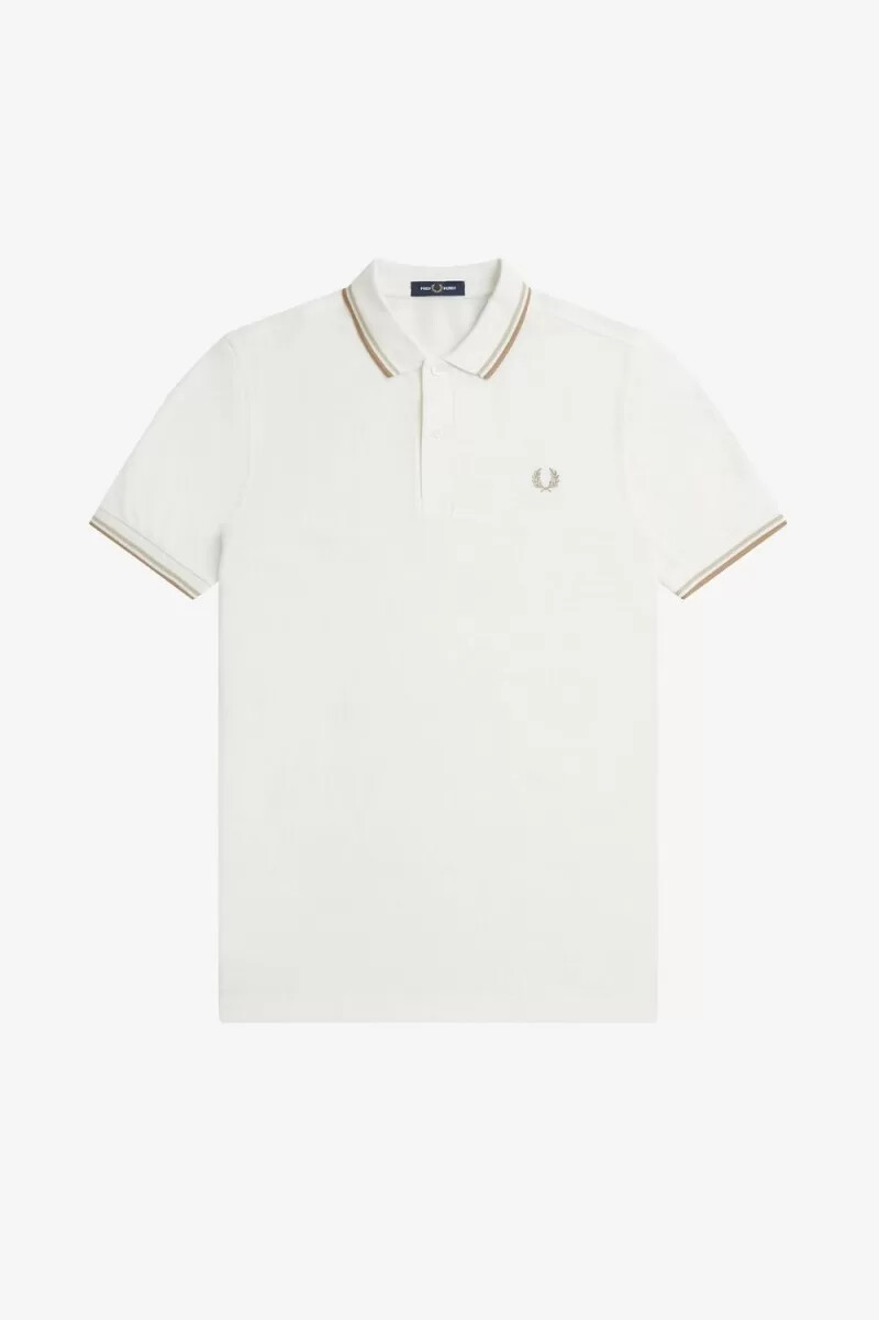fred perry m3600 herrskjorta snövit havregrön