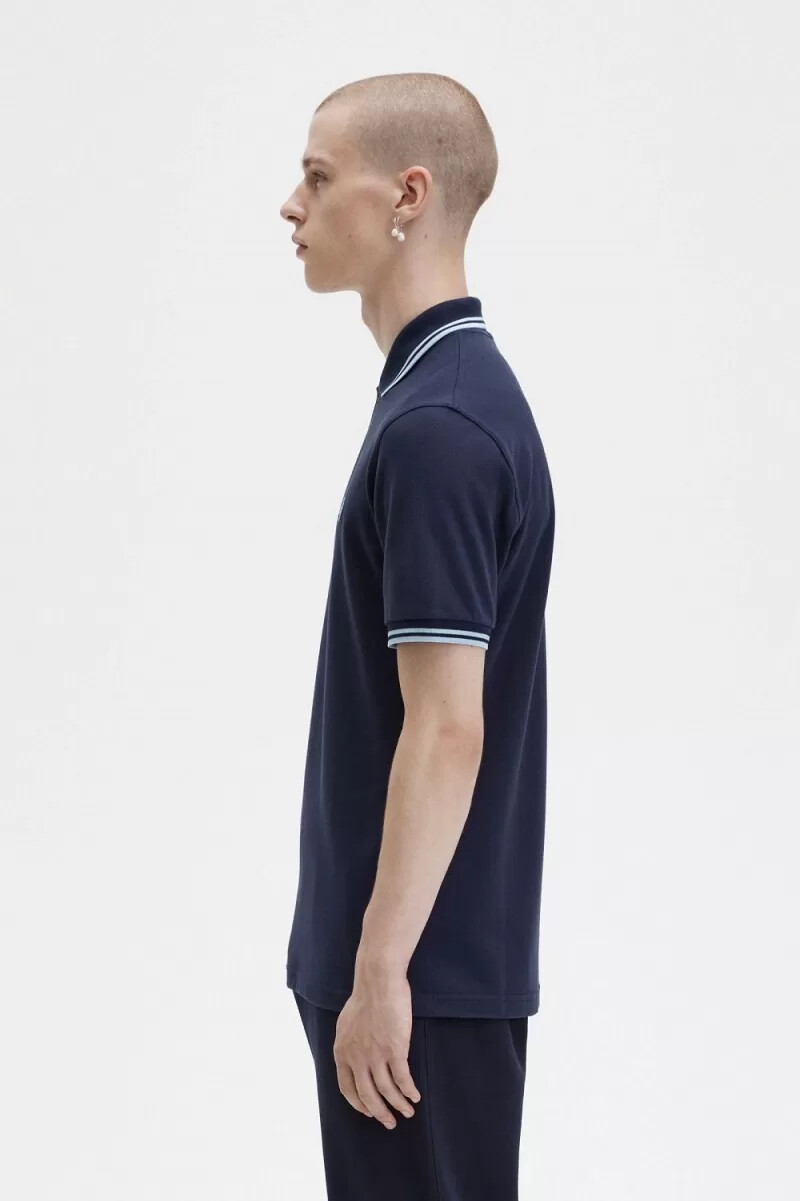 fred perry m12 herrskjorta marinblå aqua aqua