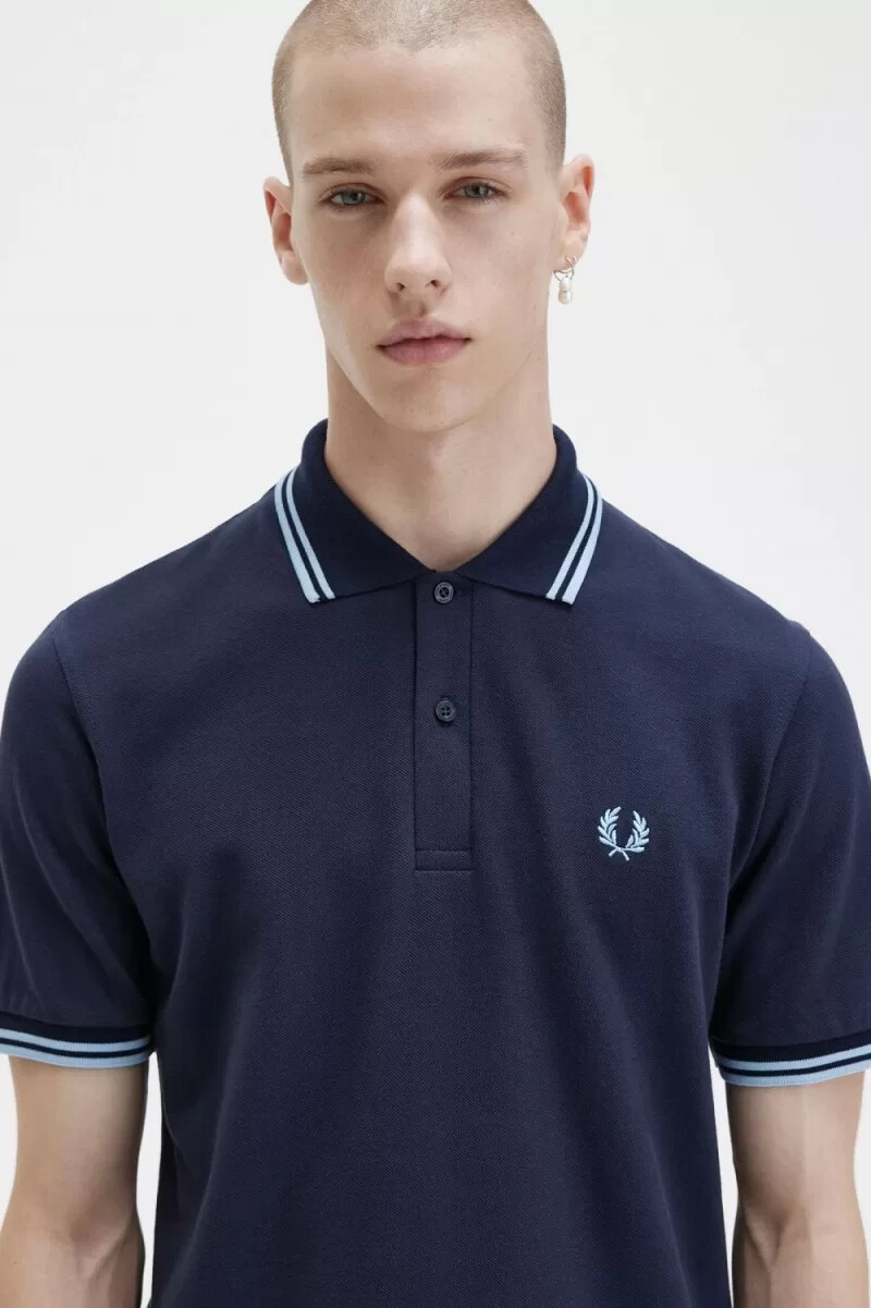 fred perry m12 herrskjorta marinblå aqua aqua