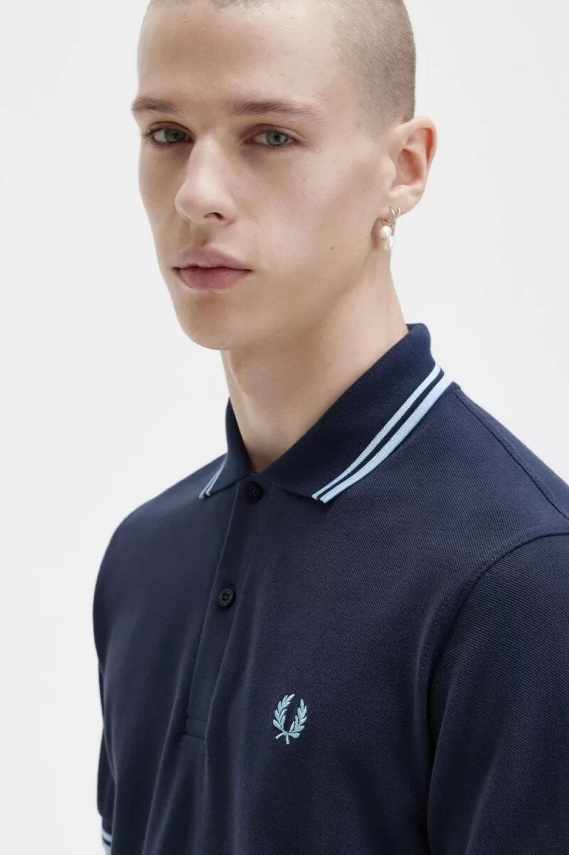 fred perry m12 herrskjorta marinblå aqua aqua