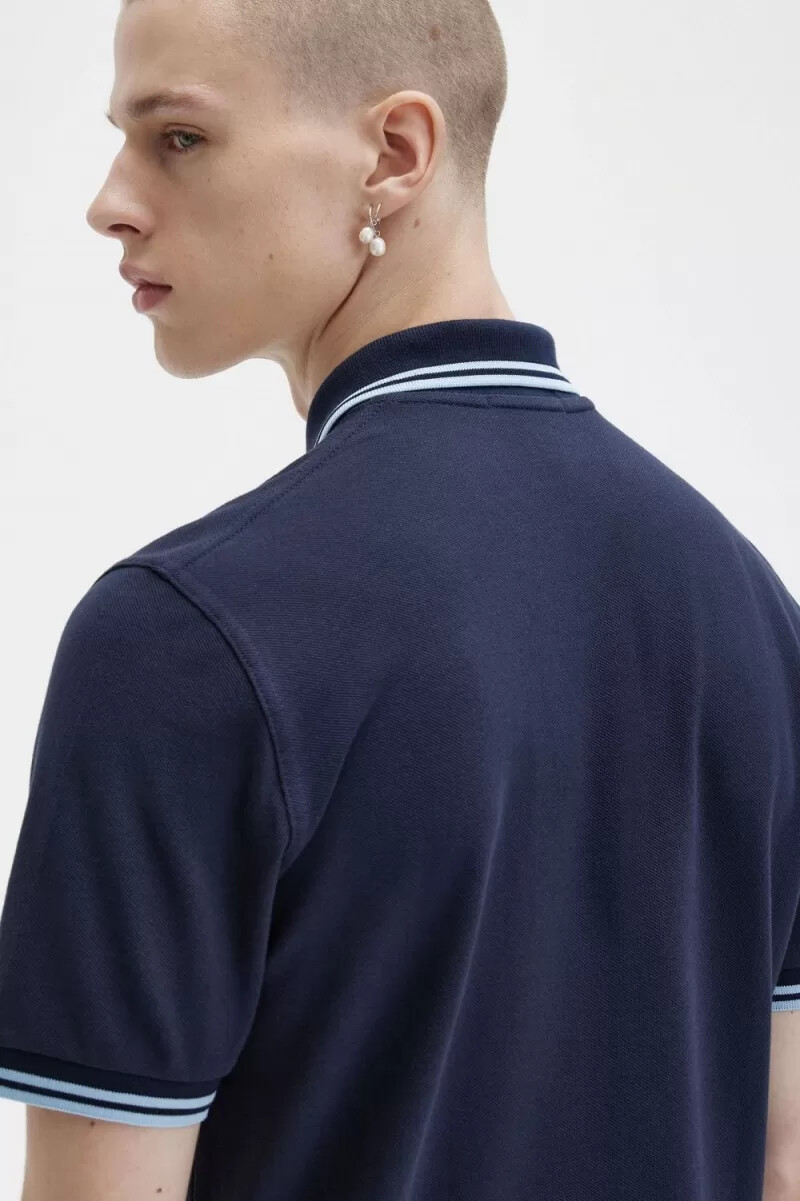 fred perry m12 herrskjorta marinblå aqua aqua