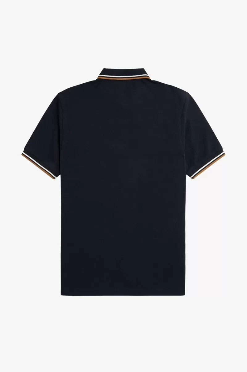 fred perry m3600 herrskjorta marinblå snövit brun