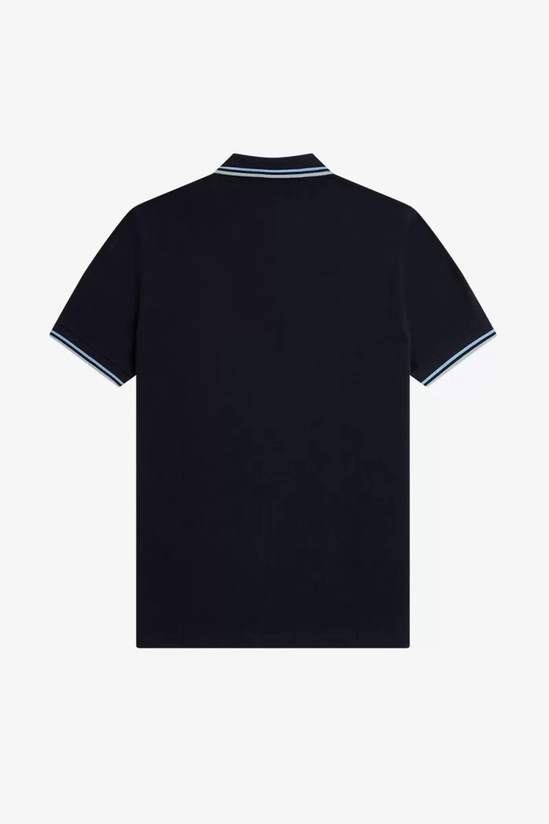 fred perry m3600 herrskjorta marinblå mjukblå silverblå