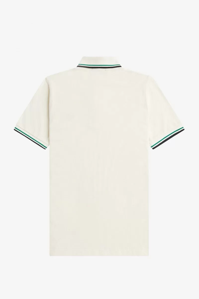 fred perry m12 herrskjorta ljusbeige grön svart