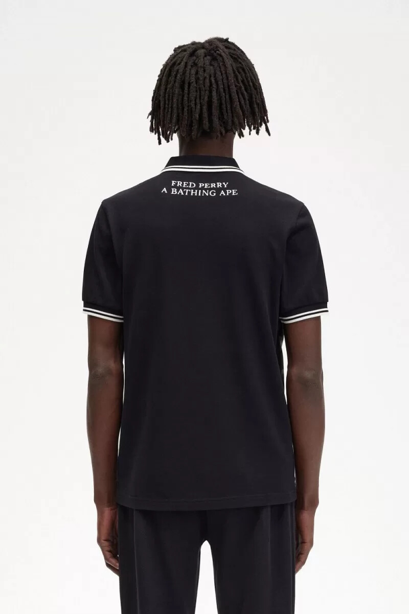 fred perry kamouflage herrskjorta svart