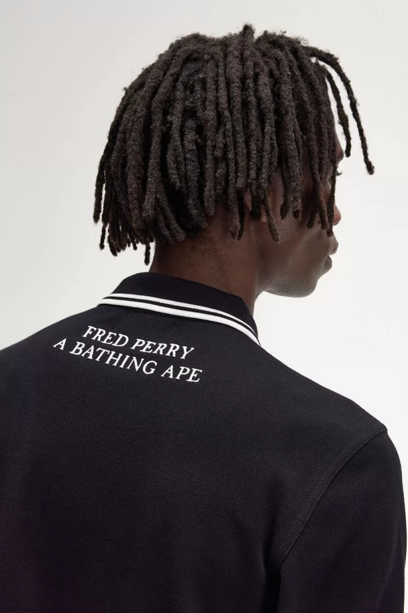 fred perry kamouflage herrskjorta svart