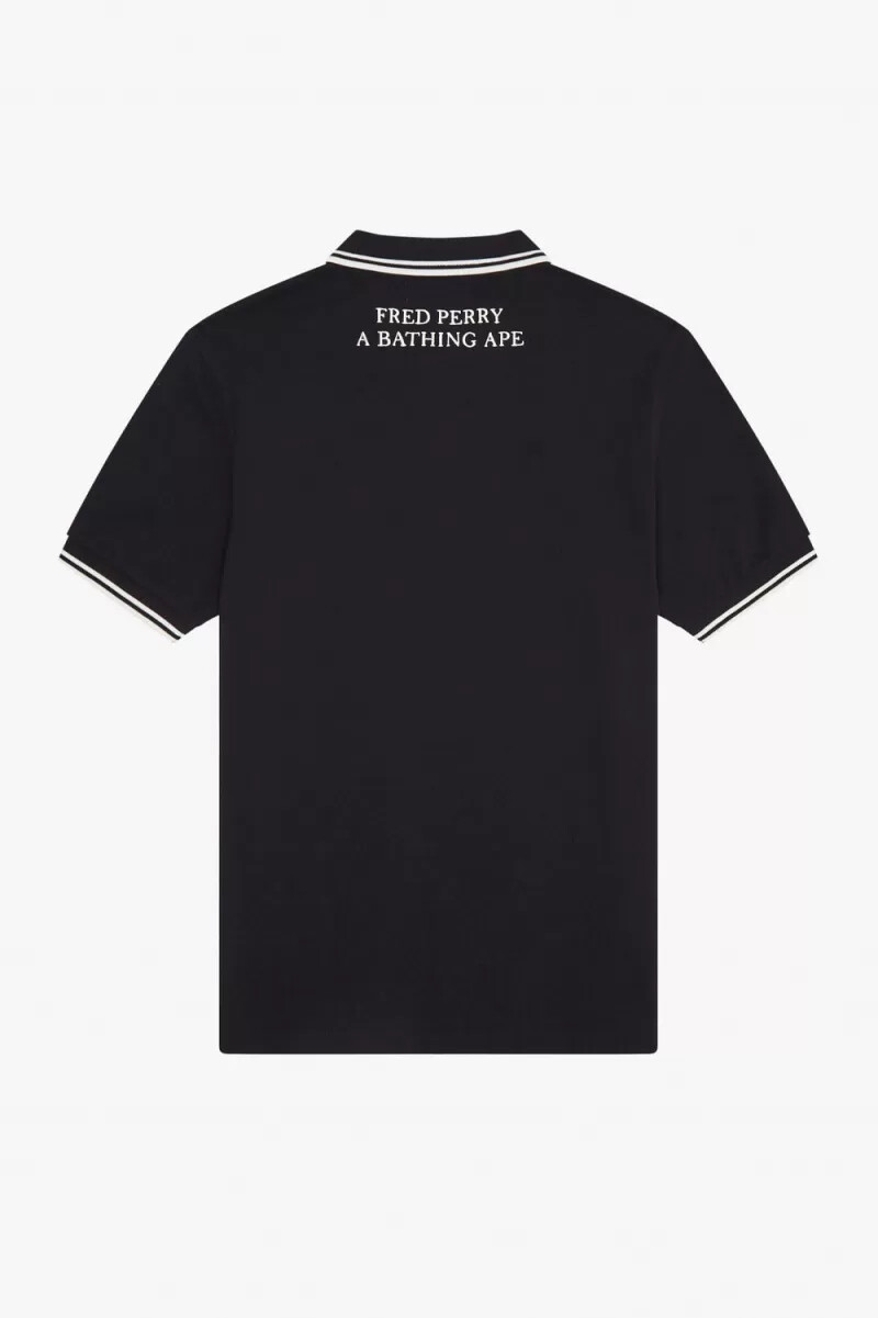 fred perry kamouflage herrskjorta svart