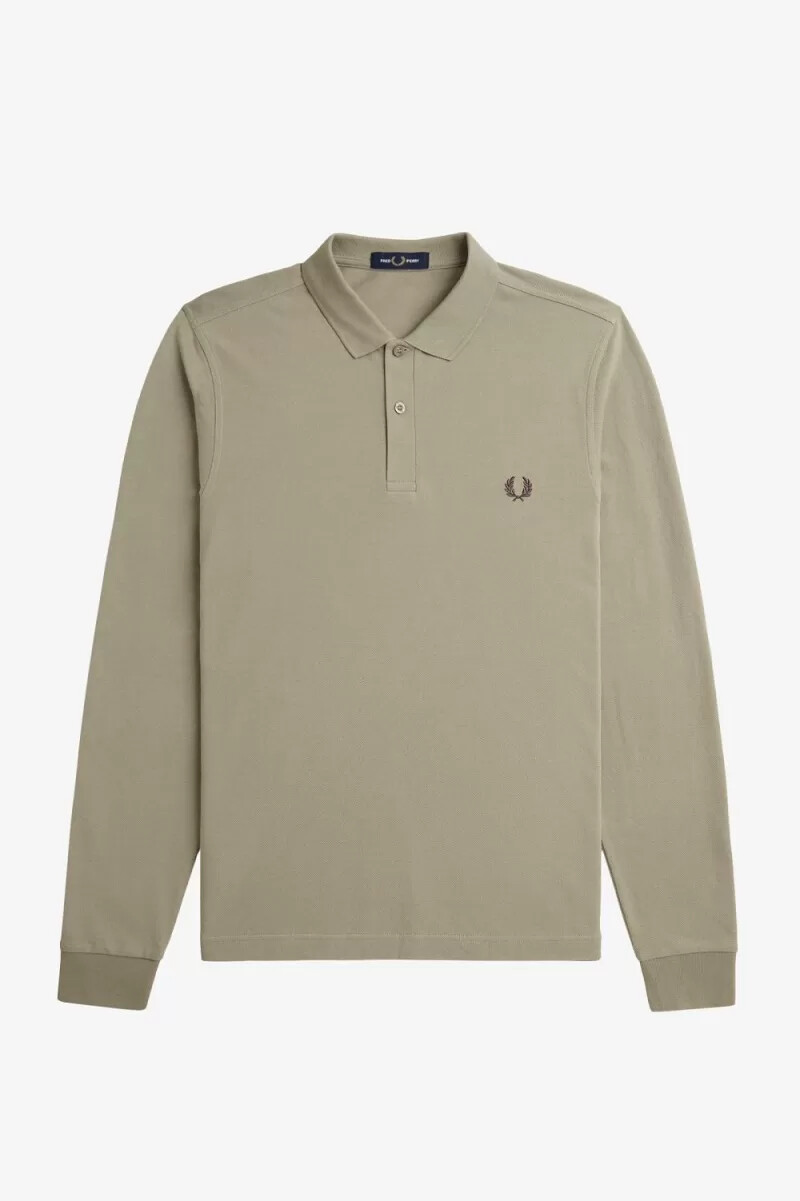 fred perry m6006 herrskjorta varm grå mörkröd