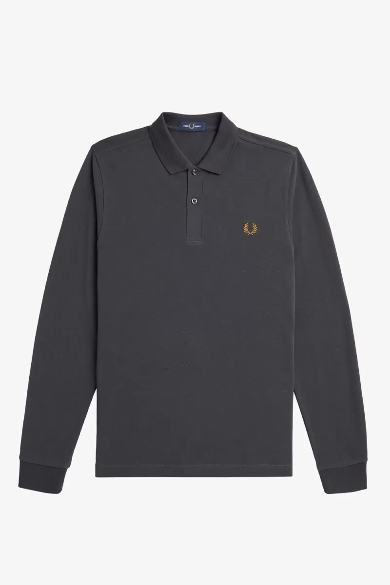 fred perry m6006 herrskjorta anchor grå mörk kaffe