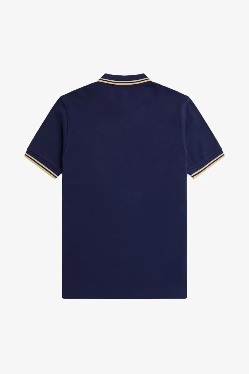 fred perry m3600 herrskjorta fransk marinblå aqua cream aqua cream
