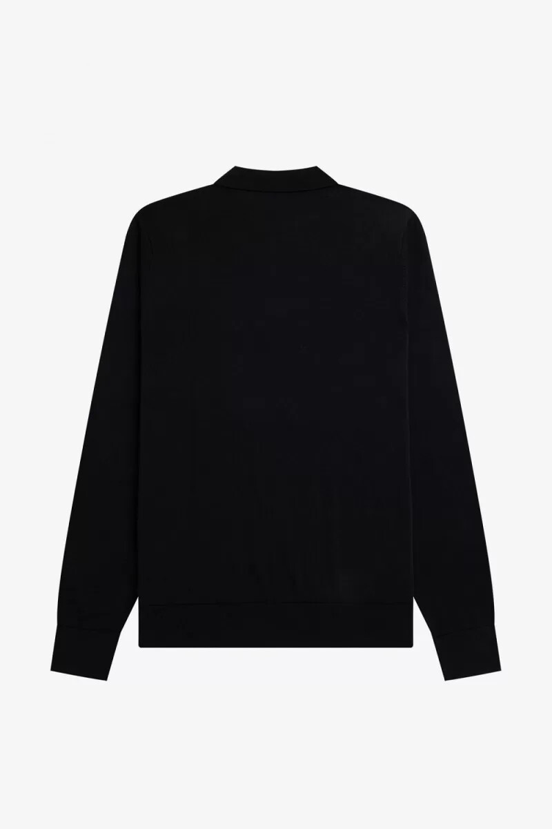 fred perry vertikal randig stickad herrskjorta svart