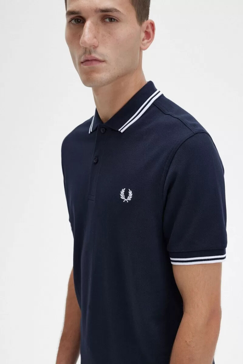 fred perry m3600 herrskjorta marinblå vit