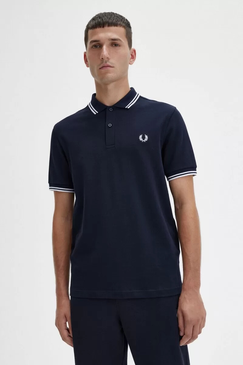 fred perry m3600 herrskjorta marinblå vit