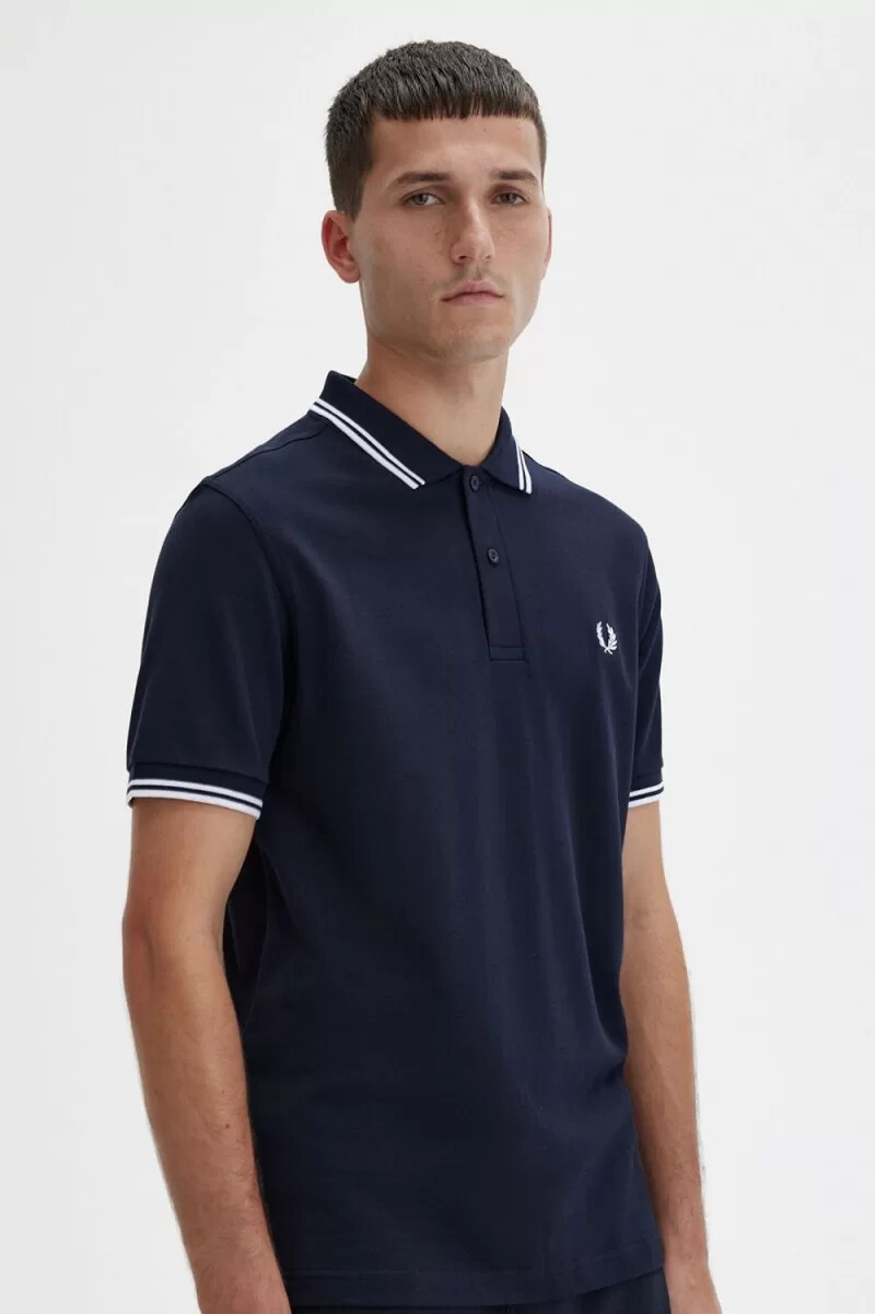 fred perry m3600 herrskjorta marinblå vit