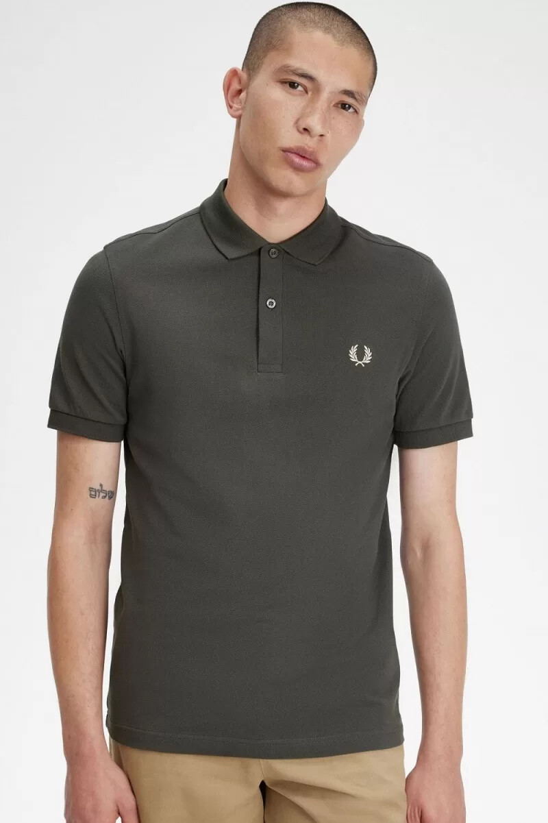 fred perry m6000 herrskjorta field green oatmeal