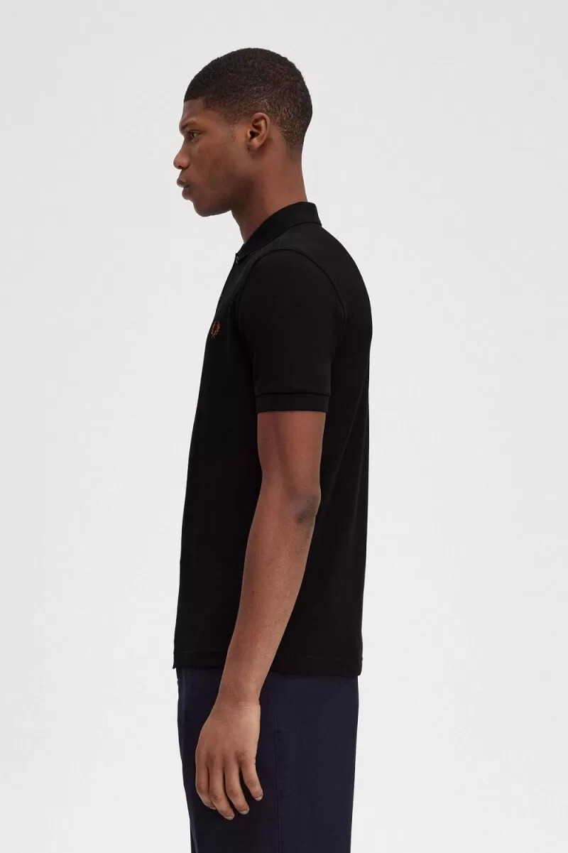 fred perry m6000 herrskjorta svart whiskybrun