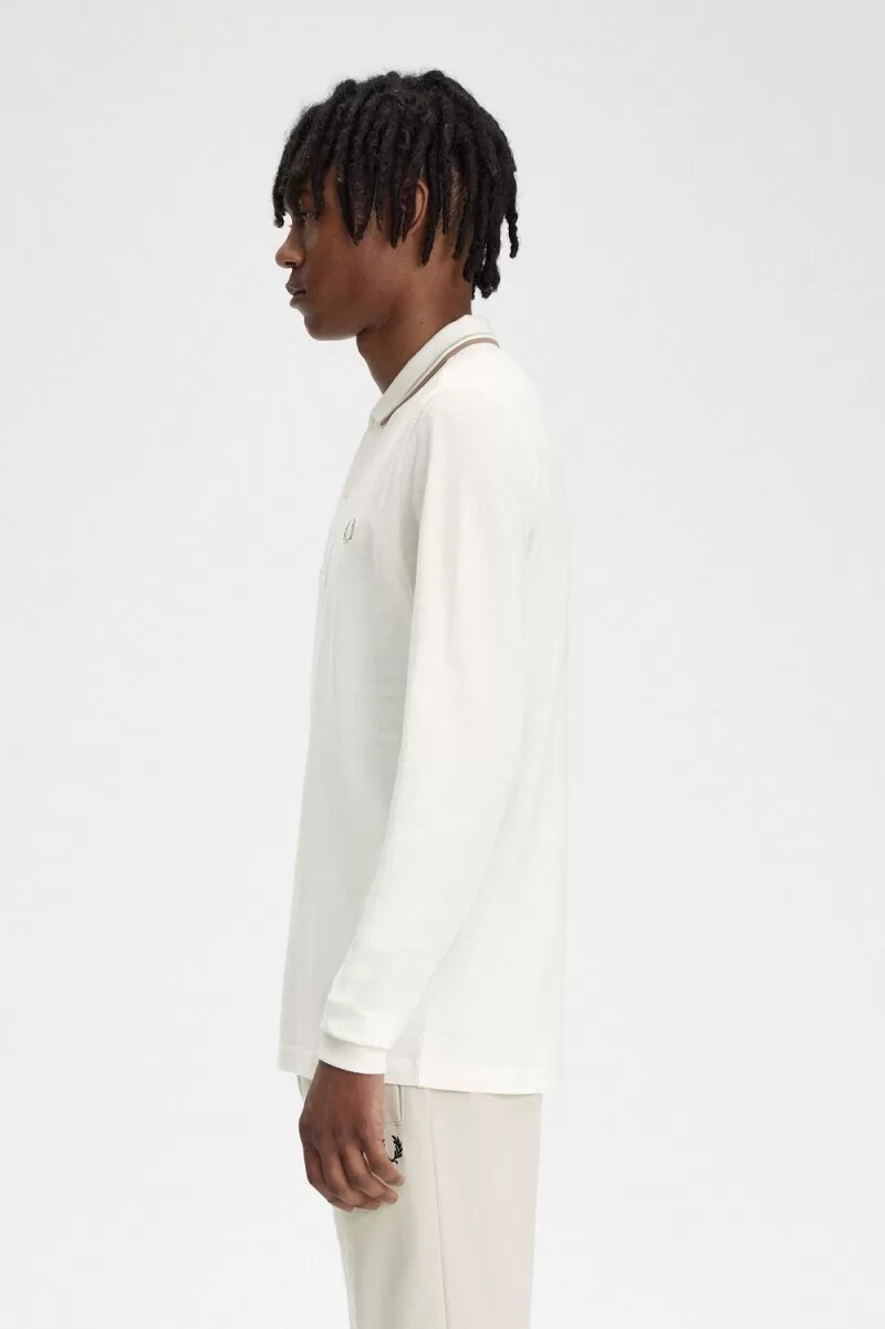 fred perry m3636 herrskjorta snövit havregrön