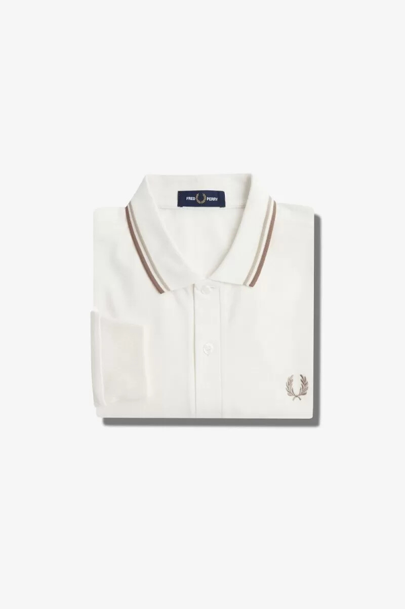 fred perry m3636 herrskjorta snövit havregrön