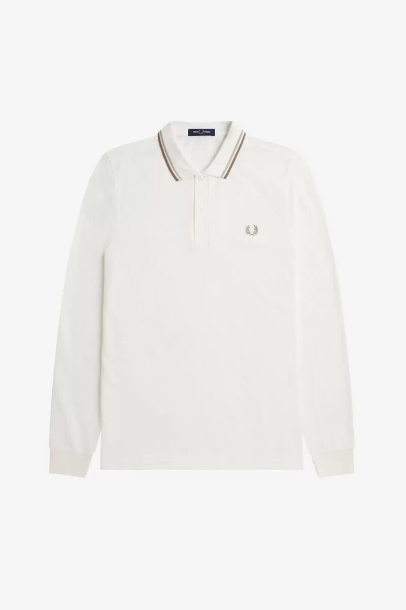 fred perry m3636 herrskjorta snövit havregrön