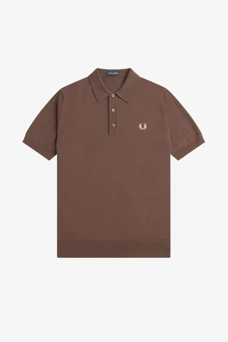 fred perry classic stickad herrskjorta mörkröd