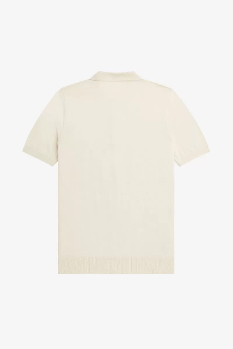 fred perry tonal panel stickad herrskjorta beige