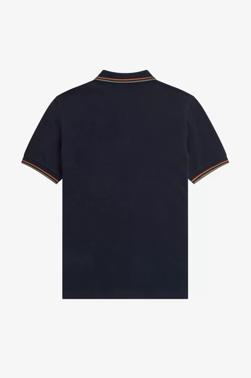 fred perry m3600 herrskjorta marinblå brun field green