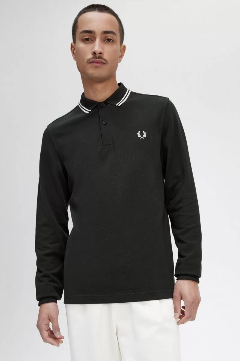 fred perry m3636 herrskjorta nattgrön snövit