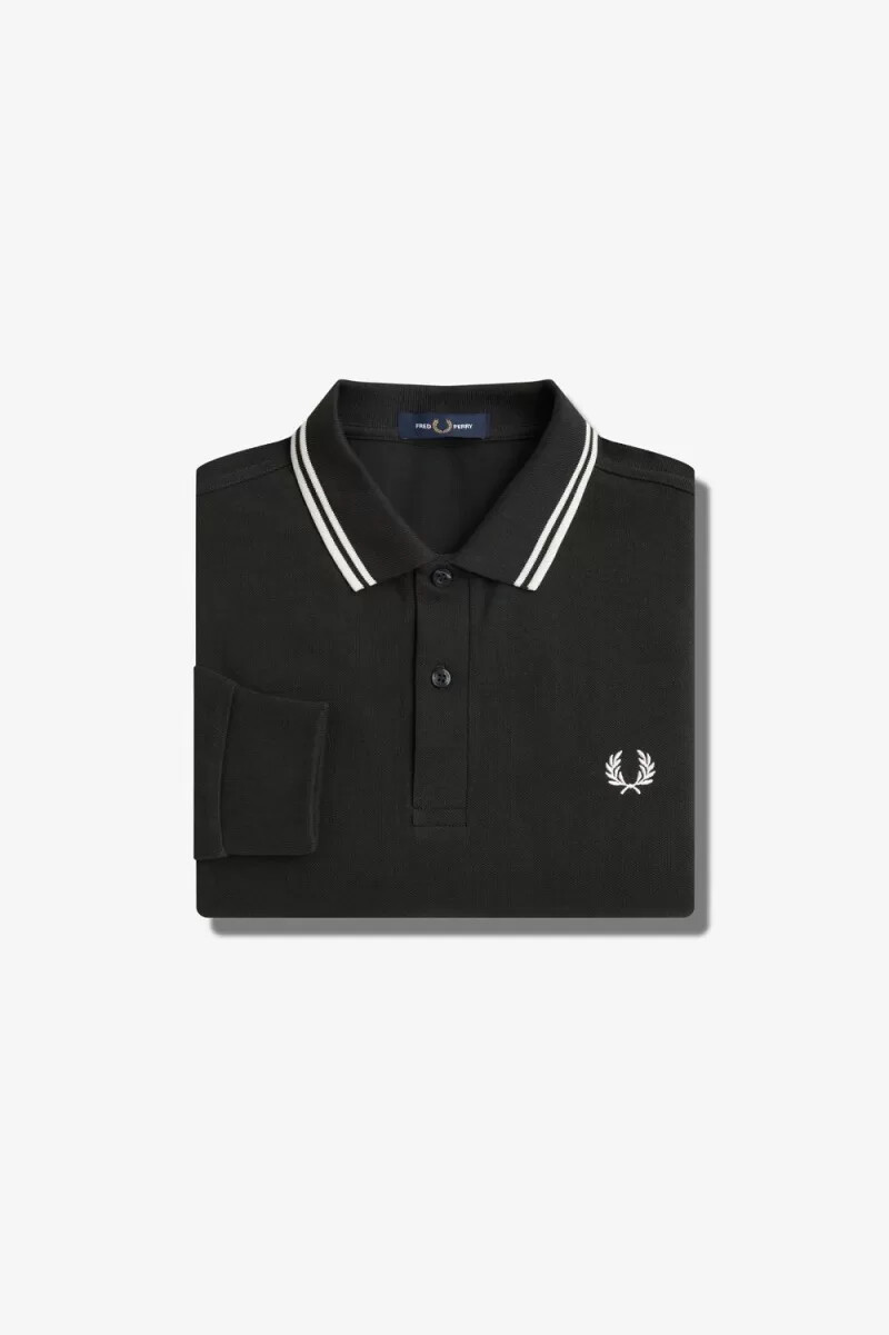 fred perry m3636 herrskjorta nattgrön snövit