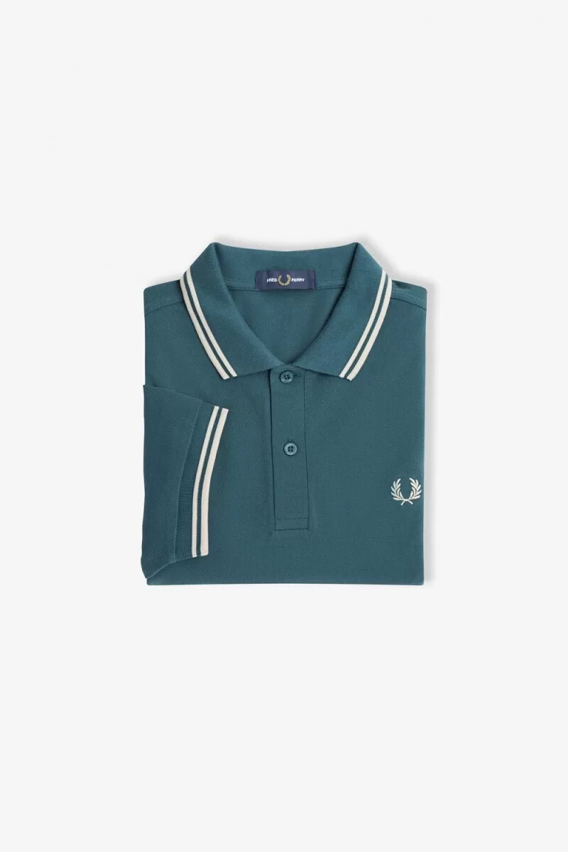 fred perry m3600 herrskjorta petrolblå ljusmint