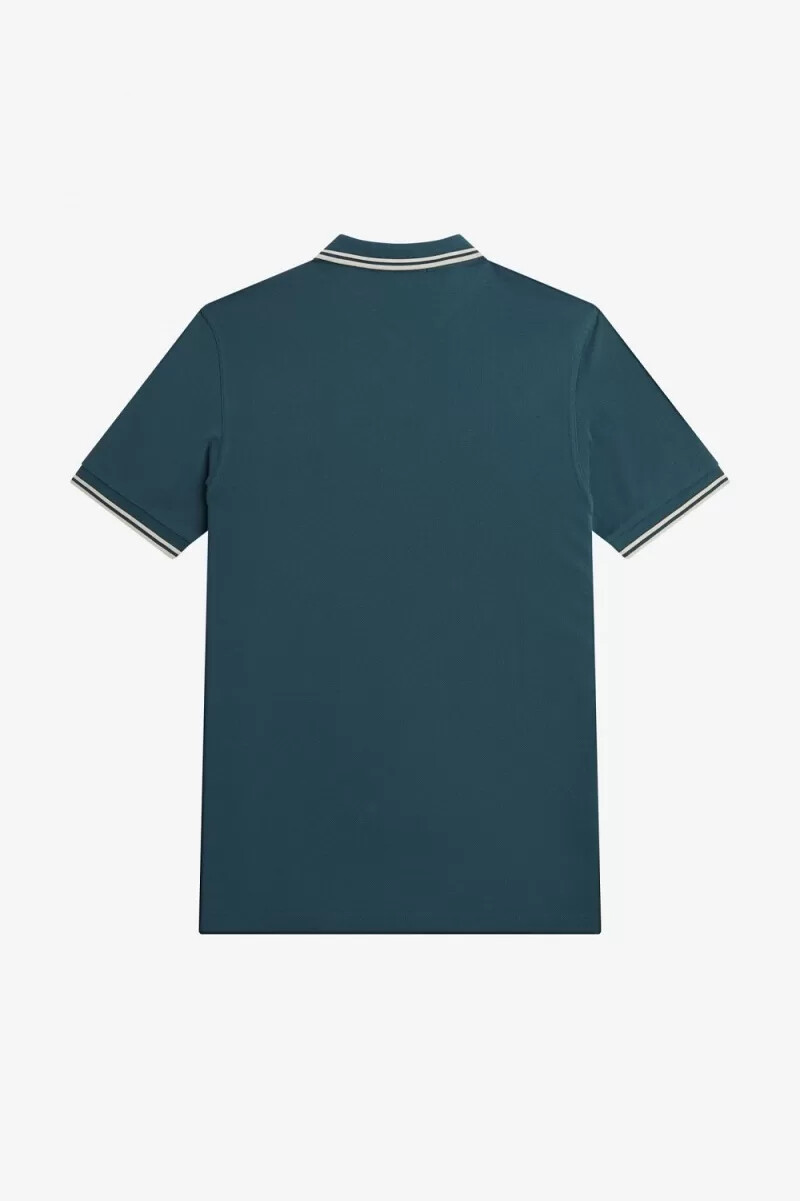fred perry m3600 herrskjorta petrolblå ljusmint