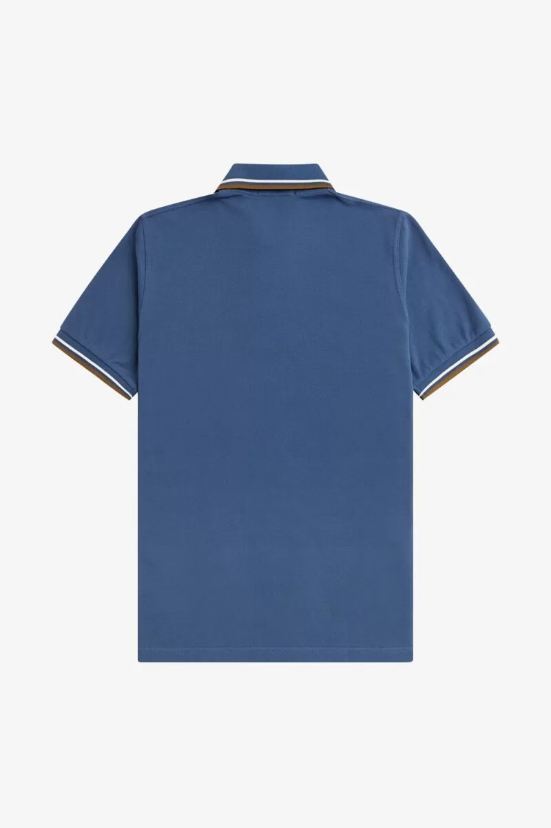 fred perry m12 herrskjorta midnattsblå beige mörk kaffe
