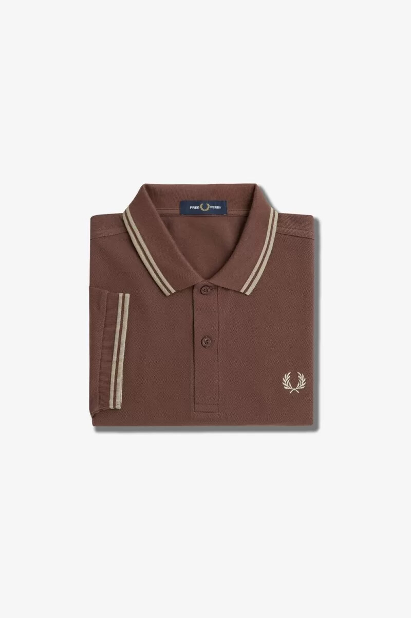 fred perry m3600 herrskjorta mörkröd varm grå