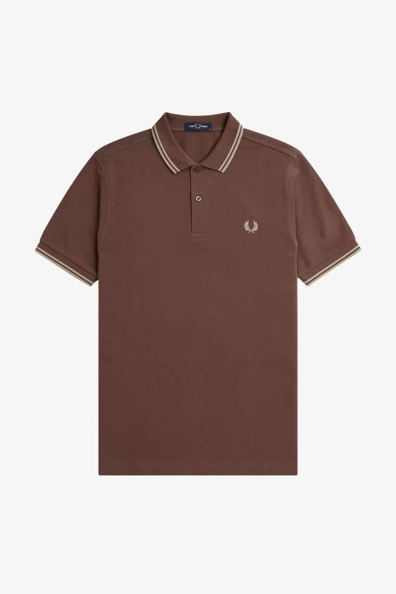 fred perry m3600 herrskjorta mörkröd varm grå