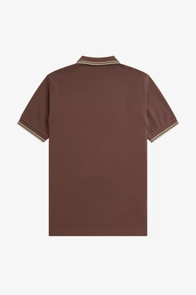 fred perry m3600 herrskjorta mörkröd varm grå