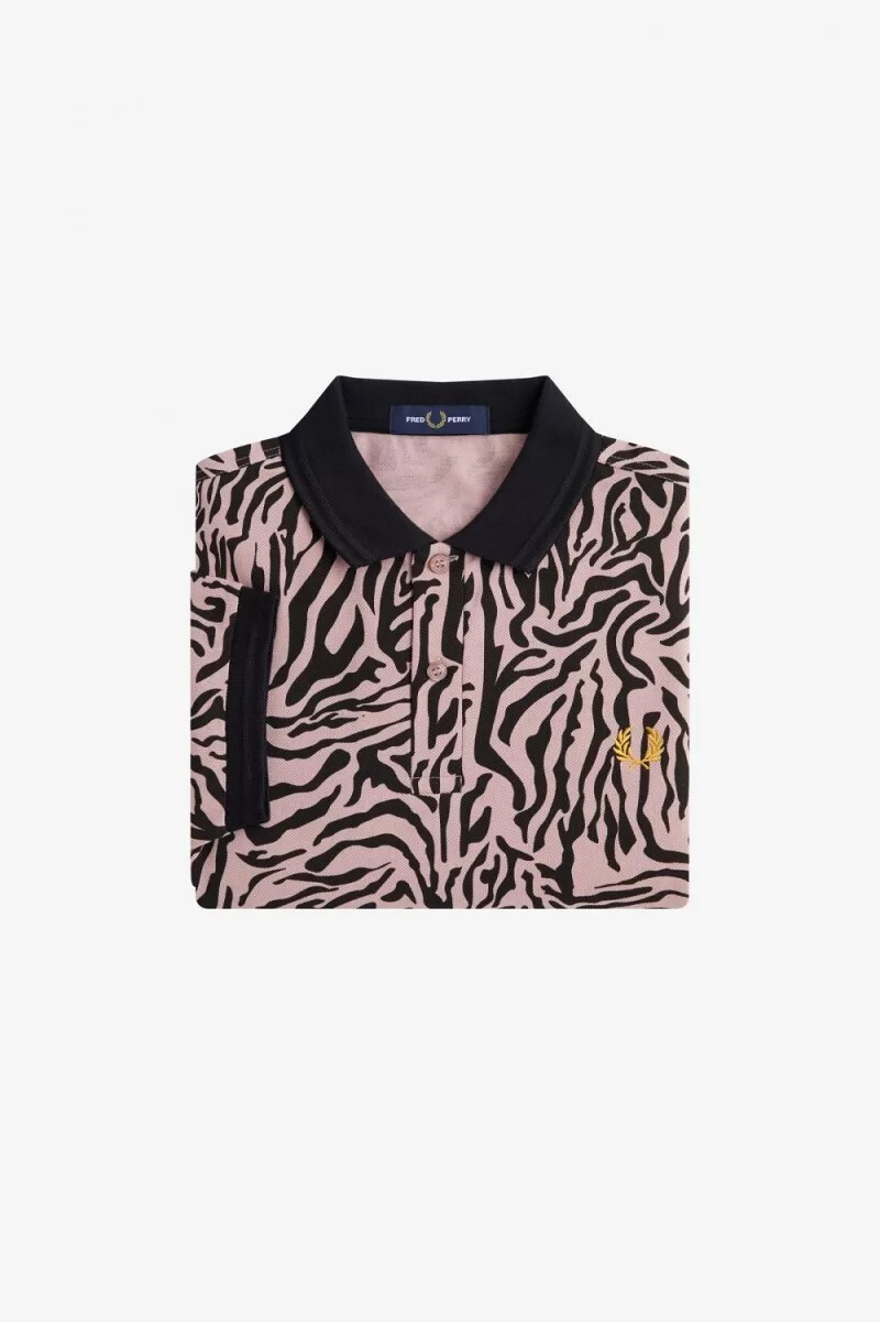 fred perry zebra print herrskjorta dusty rose pink